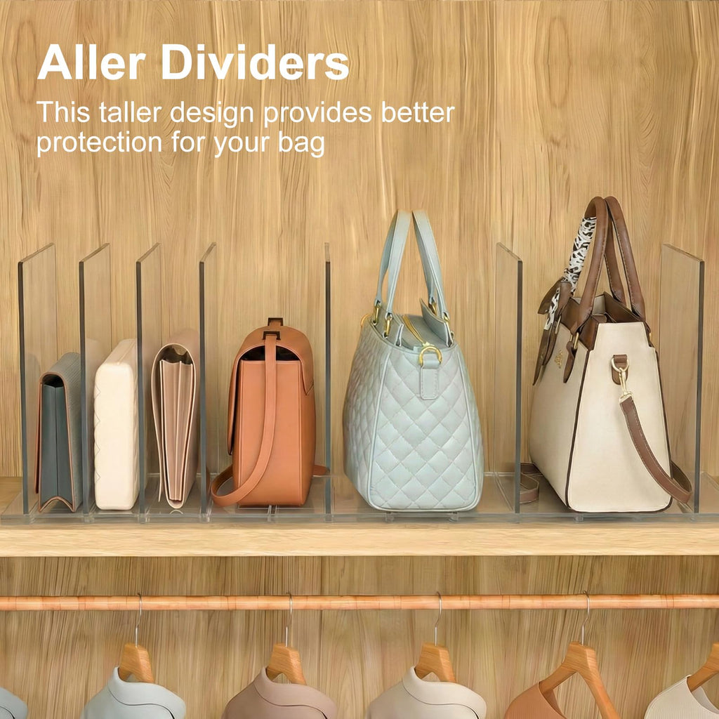 Bag & Purse Organizer for Closet: Adjustable Clear Dividers