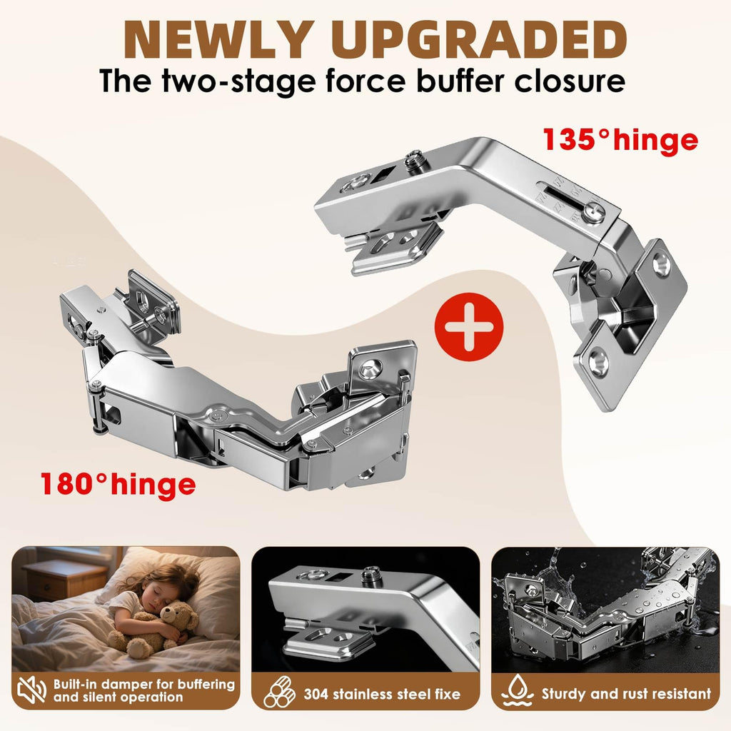 Corner Cabinet Hinge, Soft Close Lazy Susan Hinge 180°&135° for Bifold Door