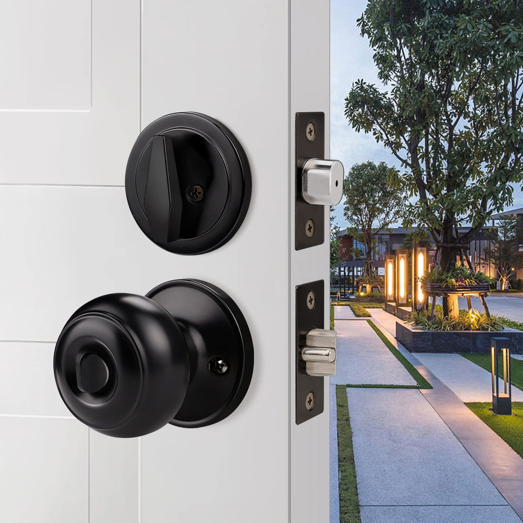 6 Sets Front Door Entry Knob and Single Cylinder Deadbolt Combination Set, Keyed Alike Interior Exterior Door Locks