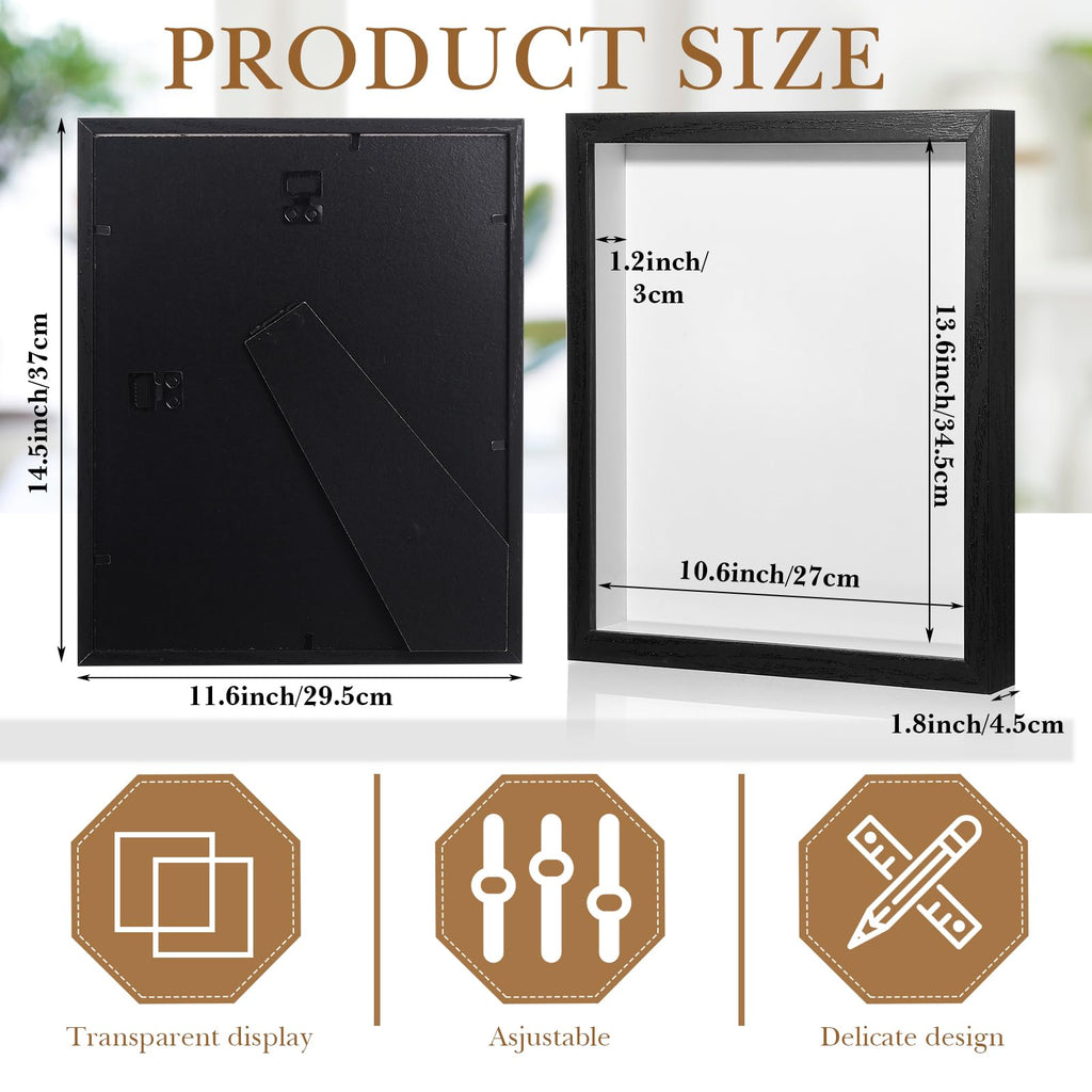 16 Pack 11 x 14 Inch Shadow Box Frame Display Cases, Black