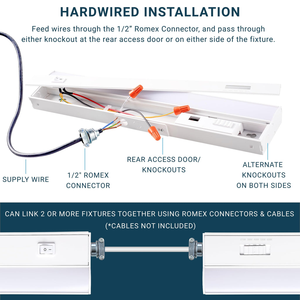 LED Under Cabinet Lighting, Hardwired Installation, 32 Inch, 24W, 5CCT Color Selectable