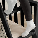 Bunk Bed, Scandinavian Modern Bunk Bed, Solid Wood Twin Over Full Bed Frame for Kids, No Box Spring Needed, Black/Blonde