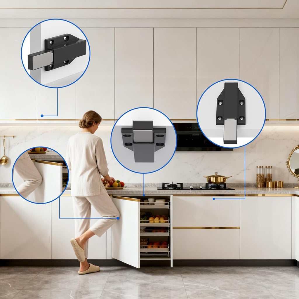 Touch Latch Heavy Duty Push Open Cabinet Hardware Magnetic Push Spring Latch for Large Door Release Latch Pop up Hidden