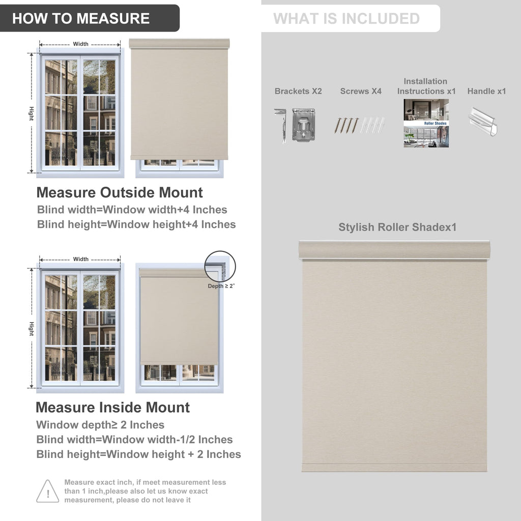 Blackout Roller Shades for Windows, Beige