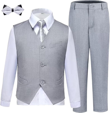 Boys' 5 Piece Formal Suit Kids Dress Tuxedo Vest Pants Suits for Boy 2