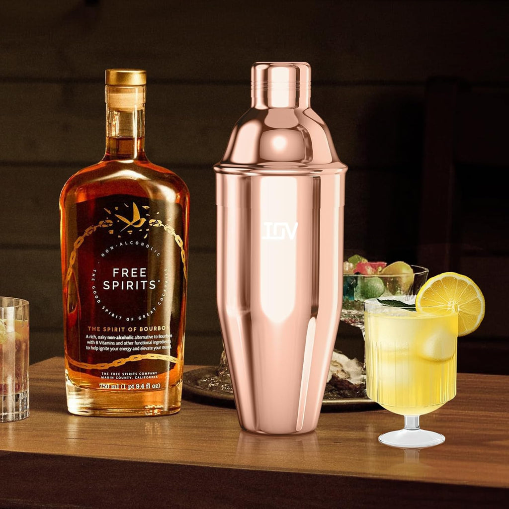 Cocktail Shaker, 24 oz Martini Shaker, Drink Mixer with Built-in Strainer, Professional Stainless Steel Margarita
