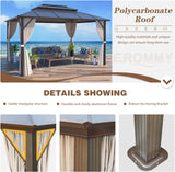 10' x 13' Gazebo Polycarbonate Double Roof Canopy Outdoor Aluminum Frame Pergola