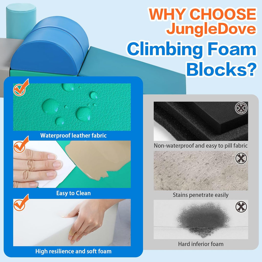 Kids Climbing Toys Foam Blocks: 6PCS PU Leather Foam Climbing Blocks for Toddlers - Soft Play Set Indoor Play Gym