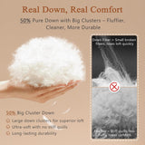 Luxury King Down Comforter, 50% Real Down Filled, Ultra-Soft Cotton Blend, Medium Weight for All Sea