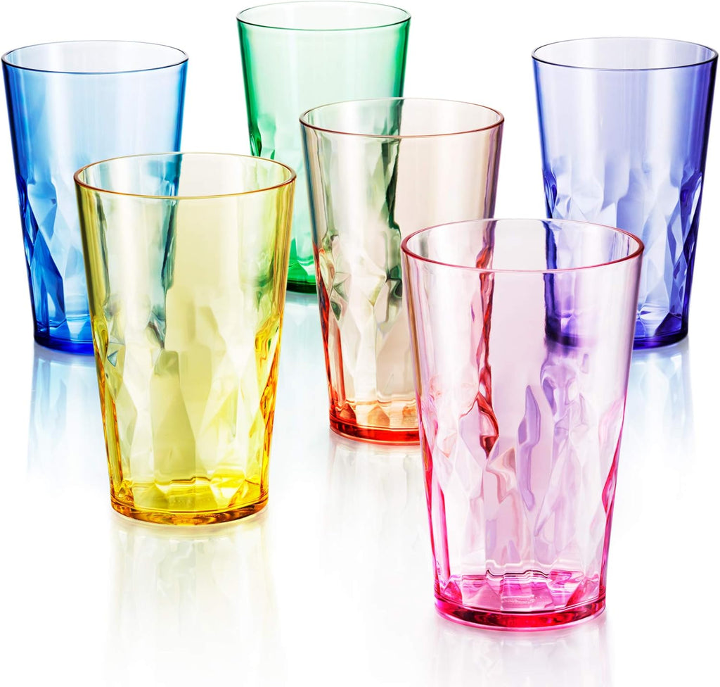 19oz Unbreakable Premium Drinking Glasses Set of 6 - Super Grade Acrylic Plastic - Perfect for Gifts - Dishwasher