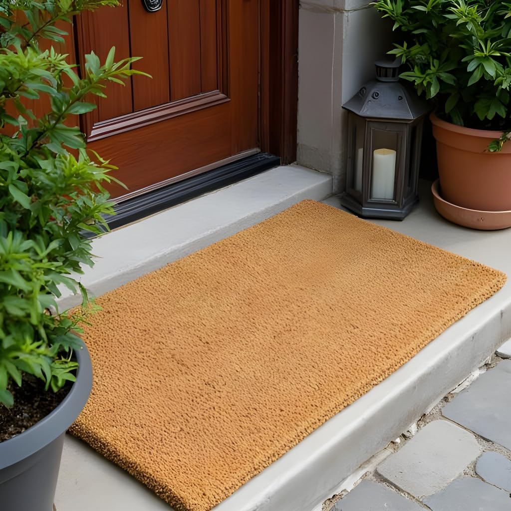1" Thick Natural Woven Coco Coir Doormat, 24" x 48", Heavy-Duty Coconut Fiber Scraper Mat for Front Door, Entryway &