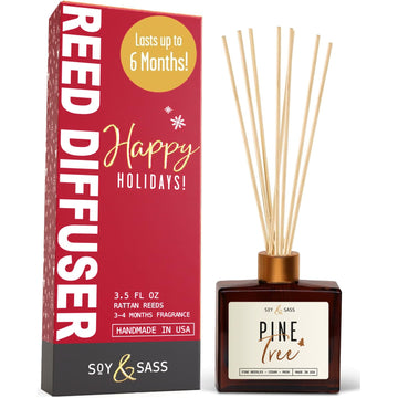 Pine Reed Diffuser, 'Pine Tree' - w/Balsam Fir, Cedar & Citrus I Infused w/Essential Oils I Christmas Diffuser Decor