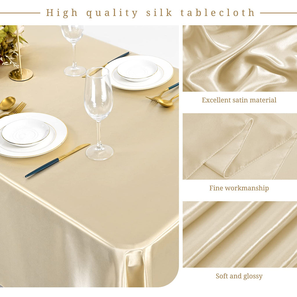 12 Pack Champagne Satin Tablecloth, 57 x 108 Inch