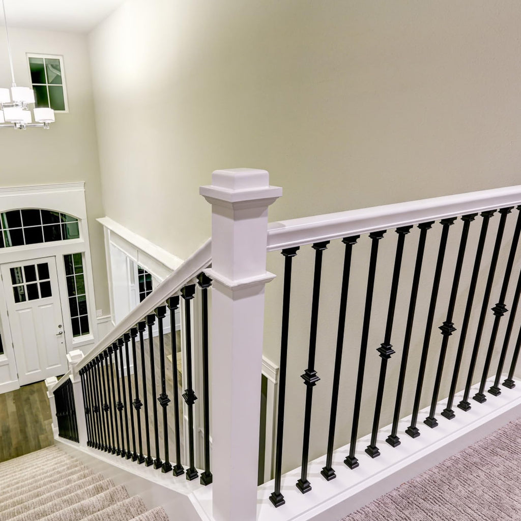 Iron Baluster Shoes - Flat Shoe with Screw - for 1/2" Square Balusters - Set of 30 (Satin Black)