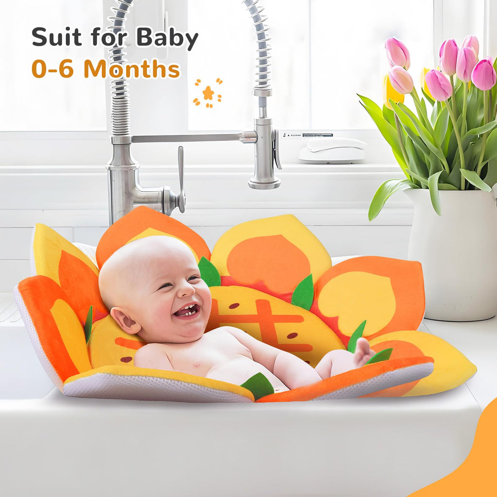 Flower Baby Bath Pad for Infant Bathtub Sink, Non-Slip