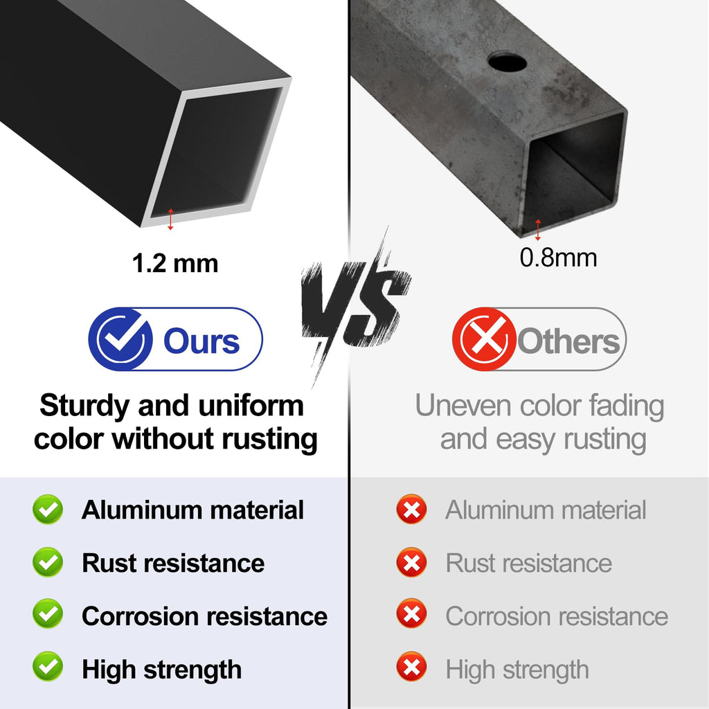 100 Pack 26" Square Aluminum Deck Balusters, 3/4" Black Aluminum Deck Spindles with Anti-UV Black Baluster