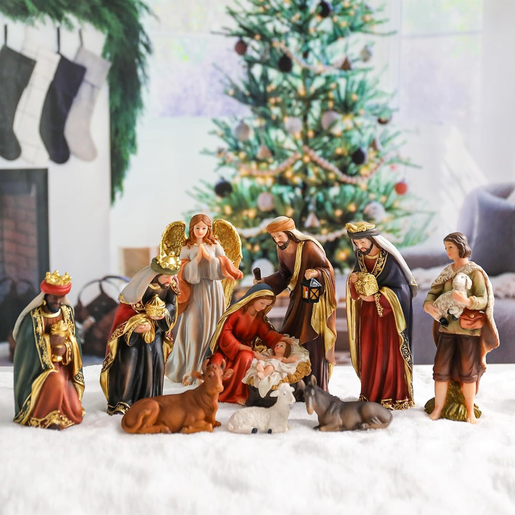 Nativity Set for 11 Pcs, 7.6" Christmas Nativity Scene Holy Family Set Resin Figurines Collectible for Holiday