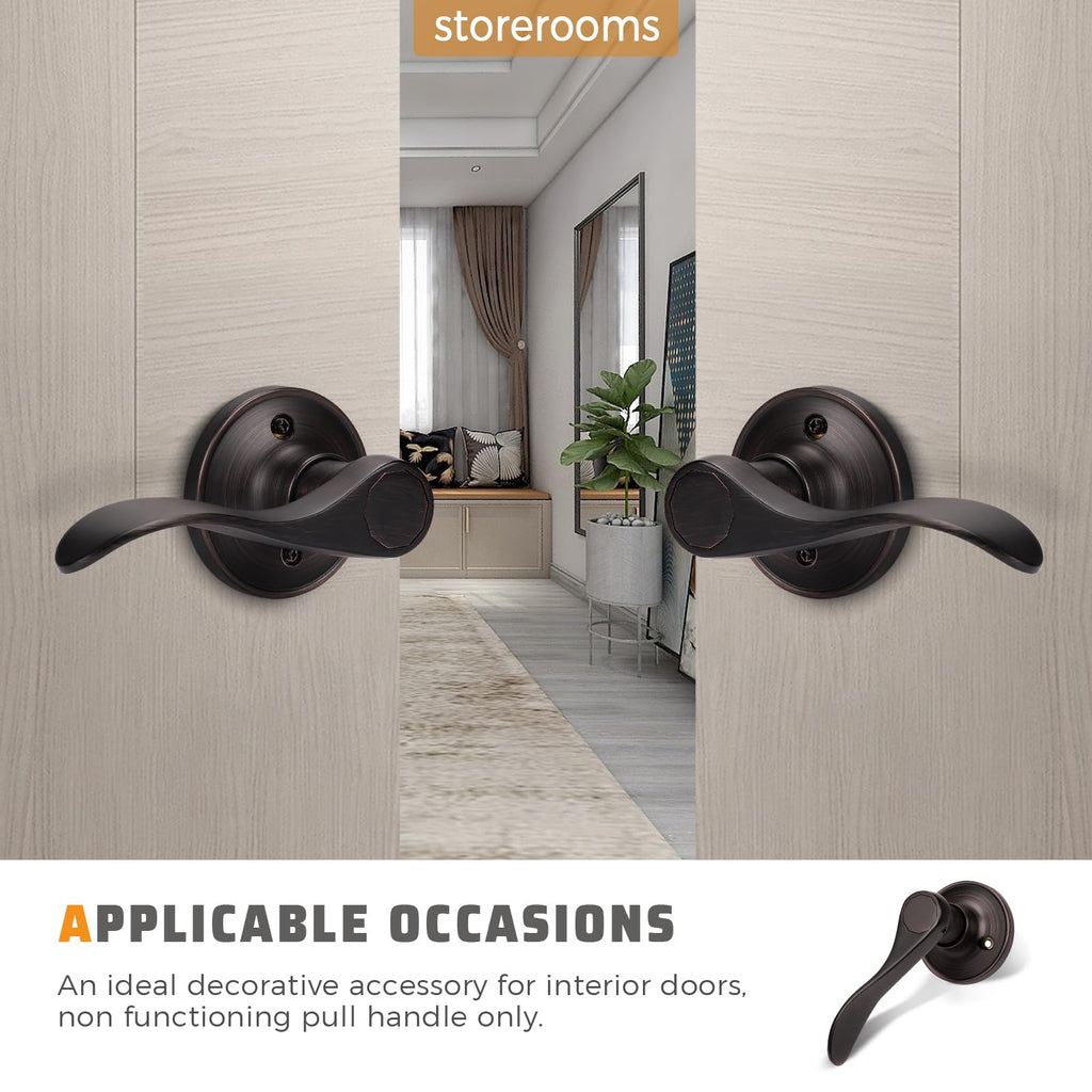 1 Pack Dummy Door Handle Lever Door Handle - Leversets for Closets/Hallway with a Oil Rubbed Bronze Finish, Levers