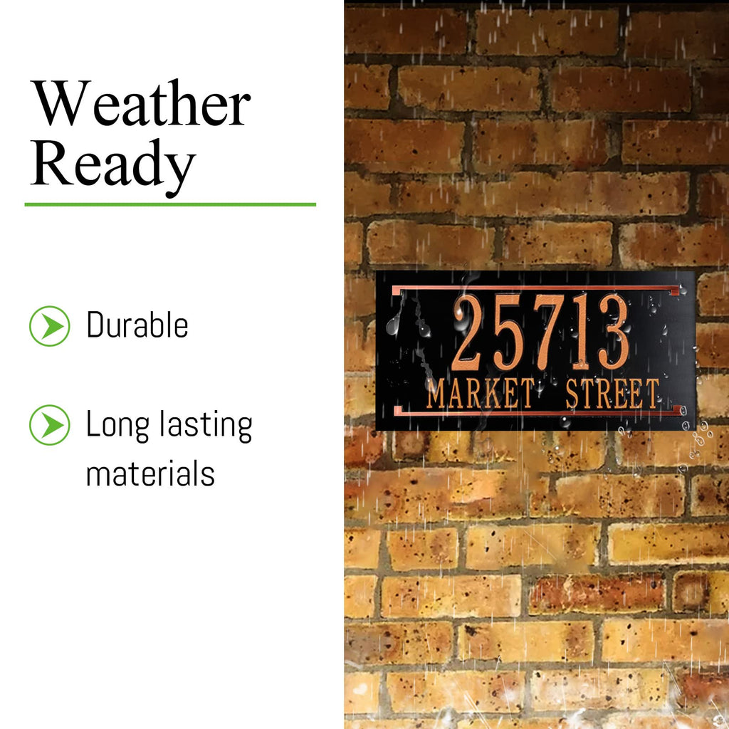 Plaque, Modern Outdoor House Number Sign for Wall, Weatherproof Aluminum Address Sign & Mailbox, Easy Install with