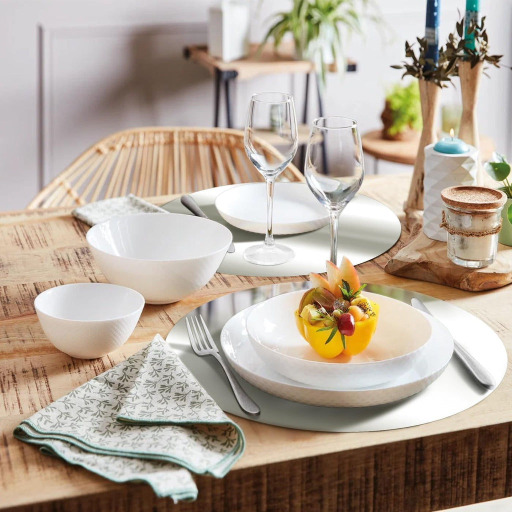 50PCS 13in Round Silver Placemats, Disposable Paper Charger Plate