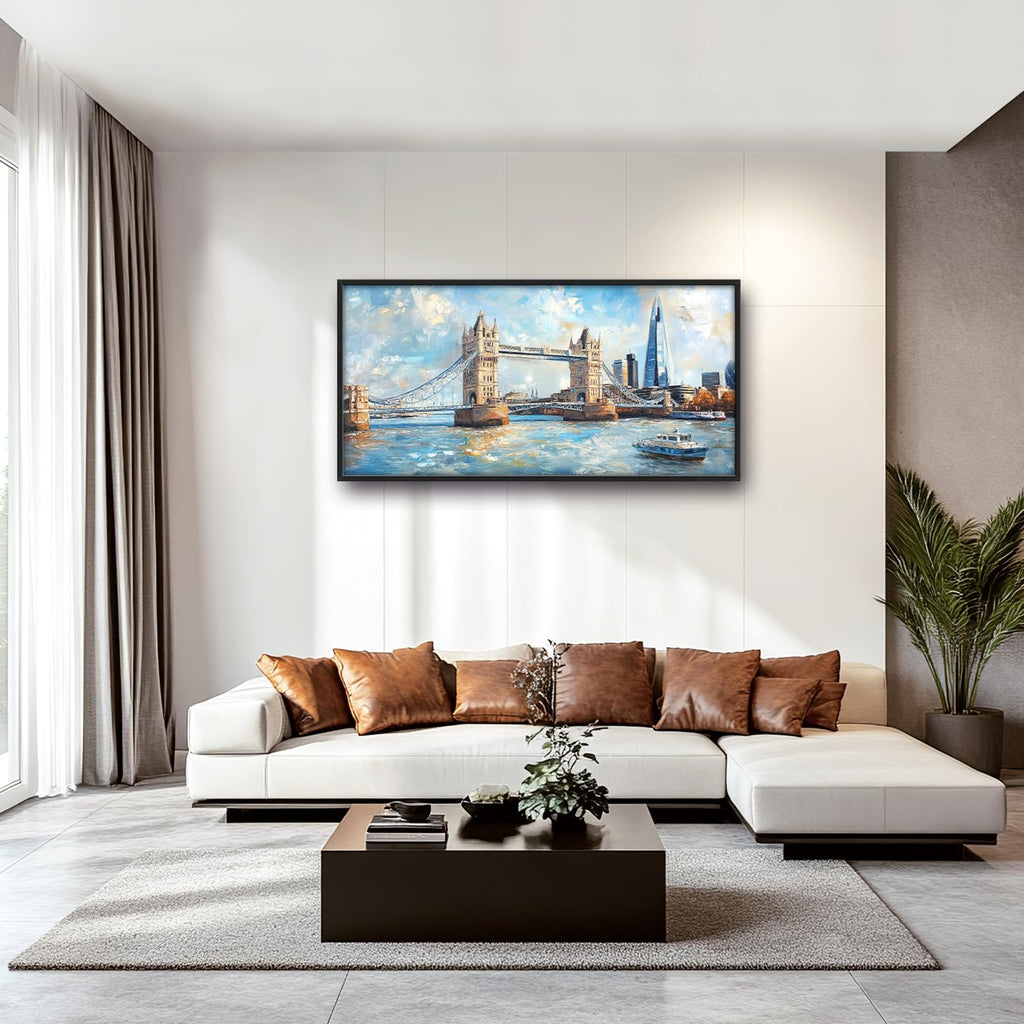 Large Framed London Tower Bridge Wall Decor Canvas Print 60" L x 30" W