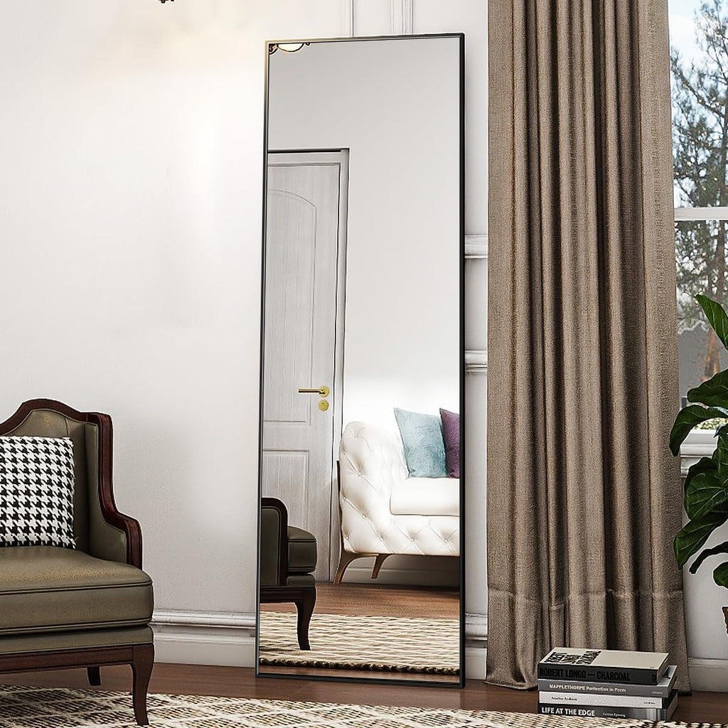 56"x21" Floor Mirror Full Length, Large Black Mirror