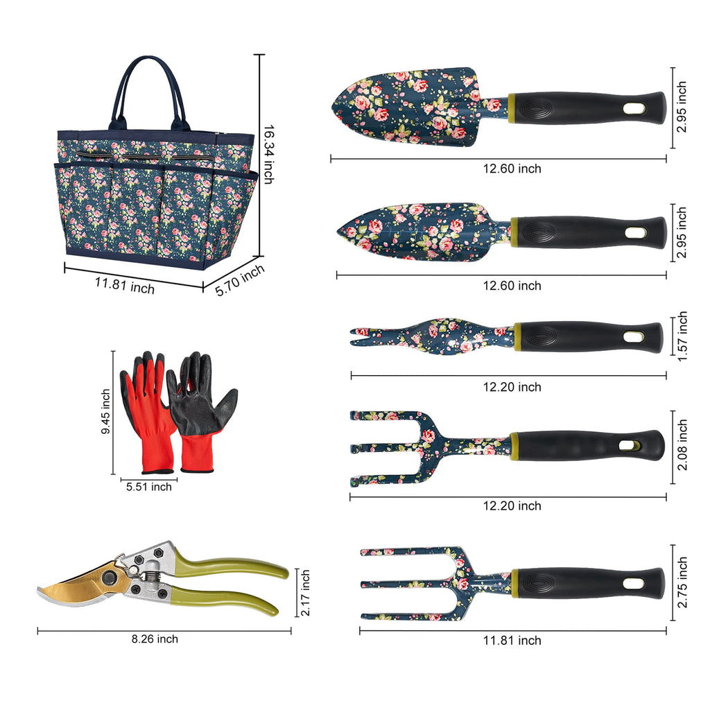 Garden Tool Set, 25Pcs Heavy Duty Floral Garden Tools, Aluminum Rust-Proof Gardening Kit with Garden Shovel, Trowel