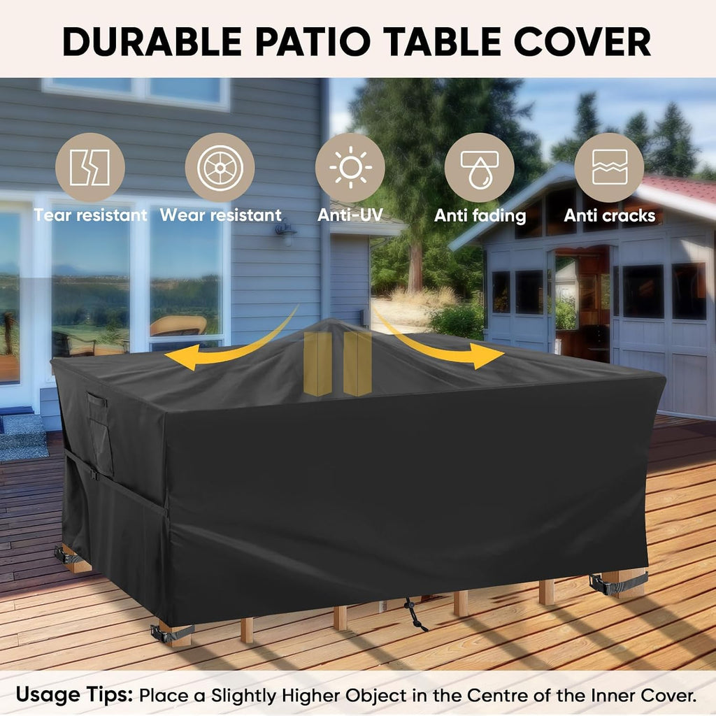 Patio Furniture Covers, Outdoor Furniture Covers Waterproof, Heavy Duty Oxford Patio Table Cover for Outdoor Table