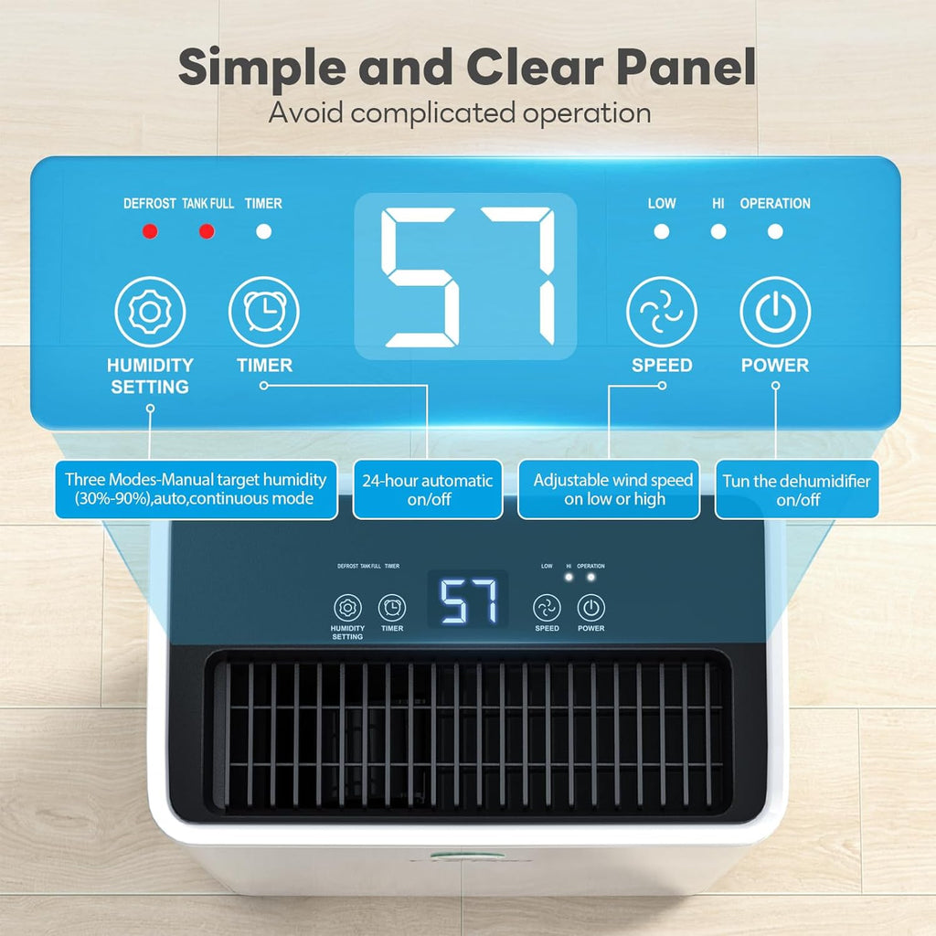 2500Sq.Ft Dehumidifier, 34Pint Dehumidifiers for Home, Quiet Dehumidifier for Basement, Bedroom, Bathroom