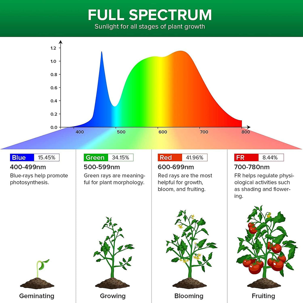 LED Grow Light Bulbs 2-Pack, 10W Full Spectrum, E26 Base, 4000K