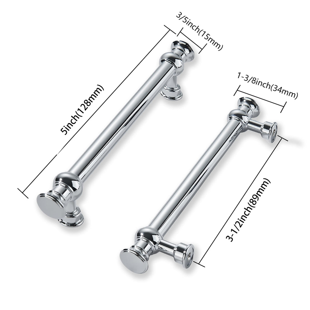 2 Pack 3-1/2inch(89mm) Hole Center Polished Chrome Cabinet Pulls Solid Heavy Duty Pull Cabinet Hardware Handle s
