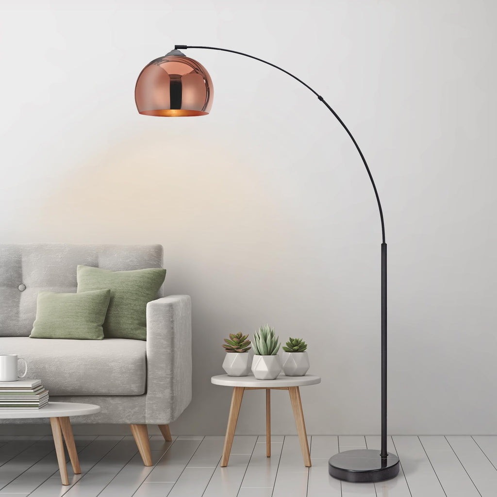 Arquer 66.93" Arc Floor Lamp s, Home Offices, Dining Rooms, Bedrooms with Faux Black Marble Base and Rose Gold