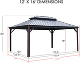 Alexander 12' x 16' Hardtop Gazebo, Aluminum Frame with Galv - Image 8