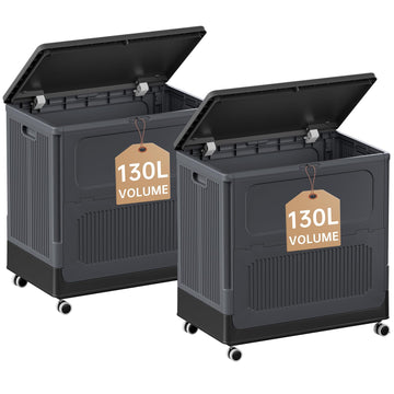 Black Foldable Clothes Hamper for Industry 130L 2 Pack