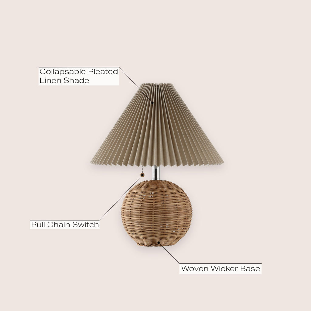 Aksel Sphere Table Lamp Coastal 17.25", Natural/Chrome