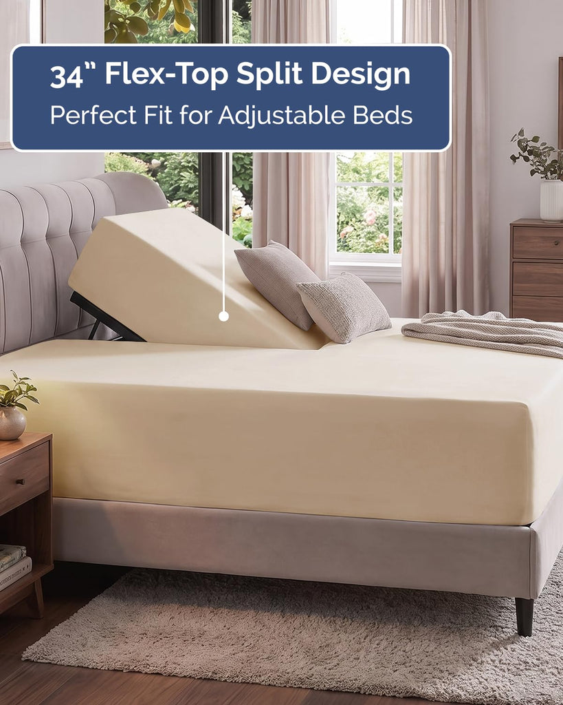 CGK Extra Deep Flex Top Split Head King Fitted Sheet Only - Wheat
