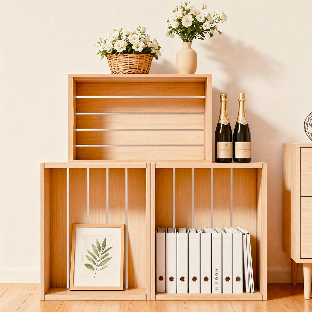 Wooden Crates for Storage - Versatile Pine Box Decor, and Organizing Closets, Vinyl Records, Gifts, Souvenirs, or Farm