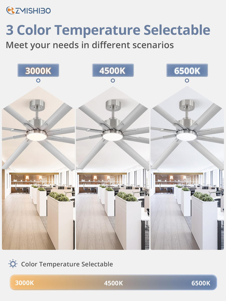 96 Inch Large Industrial Aluminum Ceiling Fan with Lights