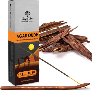 Agar Oudh Incense Stick (Approx 135 Sticks, 250 Grams) Premium Handmade Agarbatti with Insense Holder| Lasts 45 - Set of 135