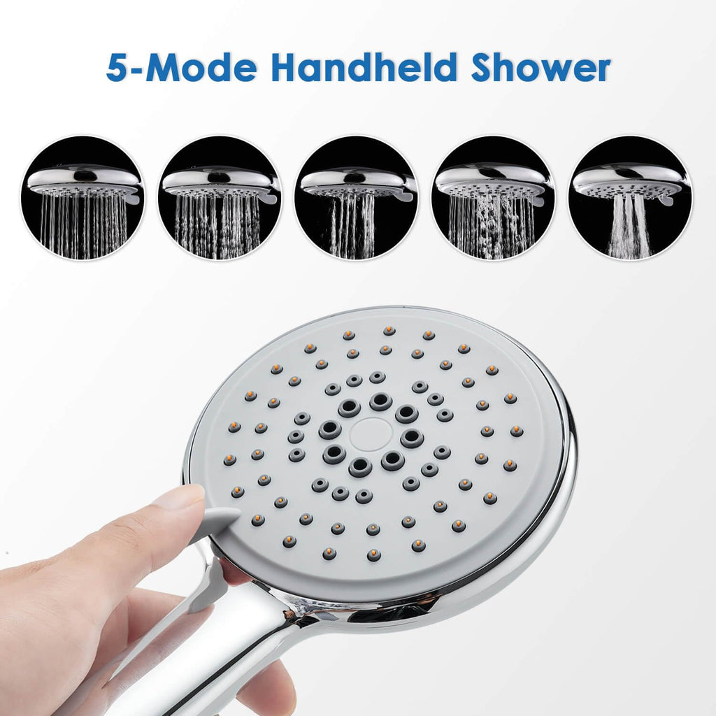 Shower Panel Tower System With Height Adjustable Shower Head, Black