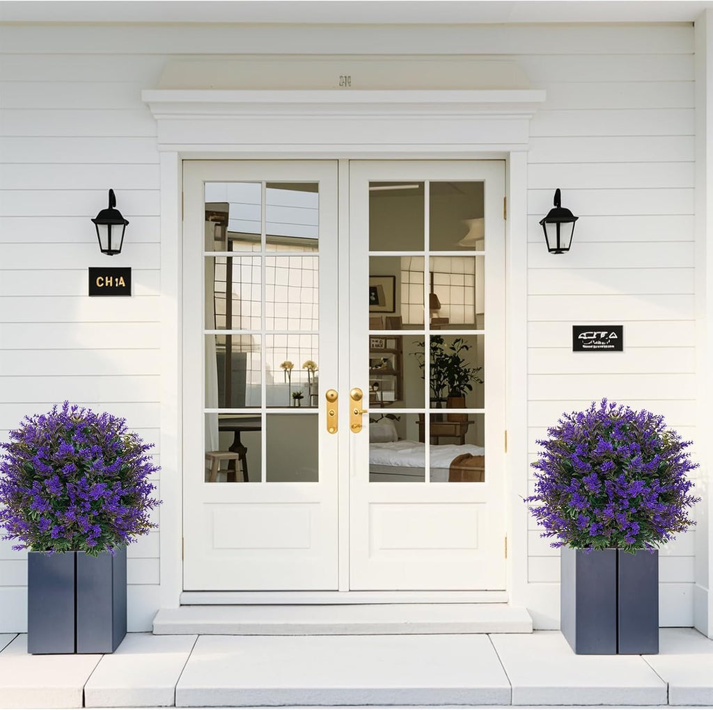 4Pcs Artificial Lavender Topiary Ball Trees, Boxwood Shrubs