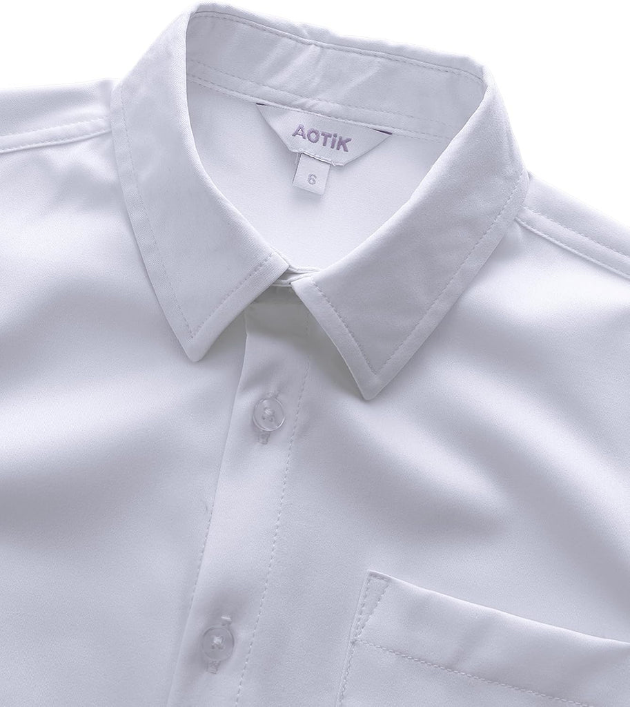Boys Wrinkle Free Dress Shirts Button Down Short Sleeve Formal Shirts