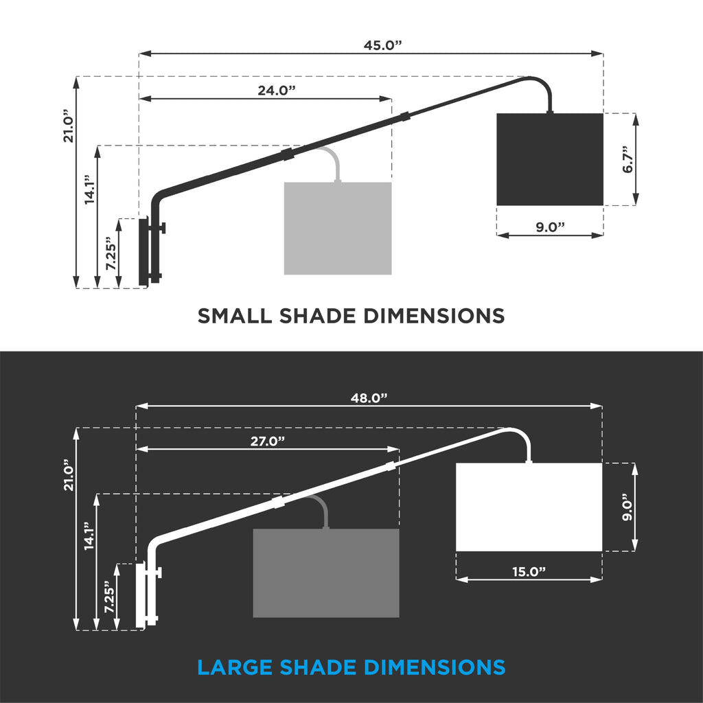 Adjustable Sconce, Wall Mount Light with Telescopic Swing Arm, Matte Black Finish with 2 Linen Shades Included