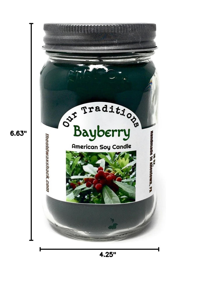 Bayberry Soy Candle - 16 Oz. Mason Jar - Holiday Scent