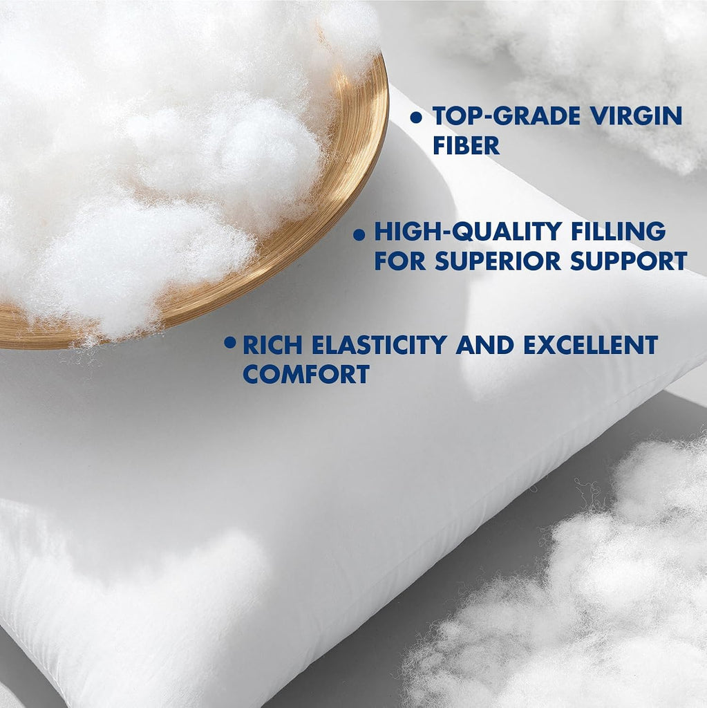12x20 Pillow Inserts Set 2 100% Virgin Microfiber with Cotton Cover - Set of 2