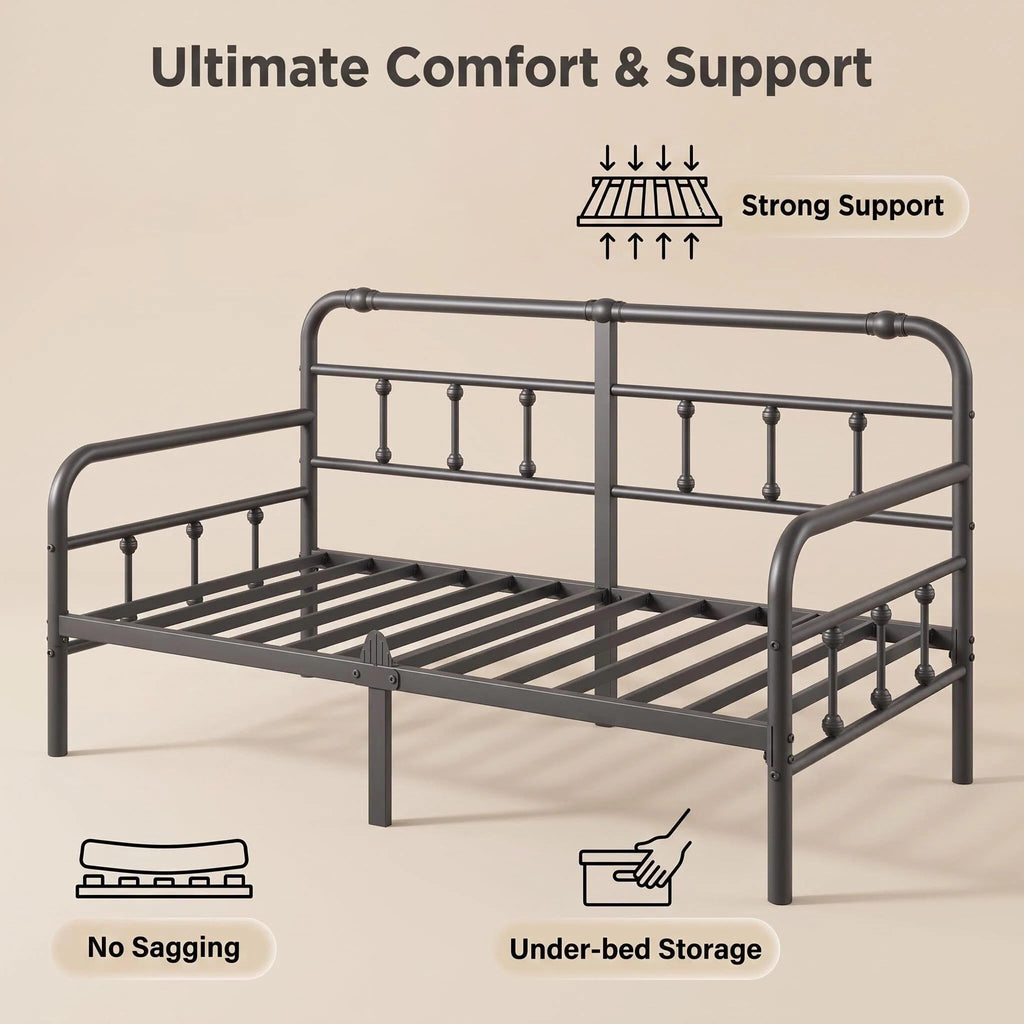 Metal Exquisite Twin Daybed Frame with Non‐Slip Retainer Clips