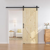36in x 80in Sliding Barn Door with 6.6ft Barn Door Hardware Kit Included, Unfinished Solid Spruce Wo