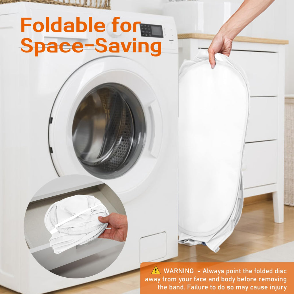 Durable Collapsible Foldable Mesh Pop Up Laundry Basket, 3 Compartments Easy to Carry & Sort Clothes Hampers, Travel