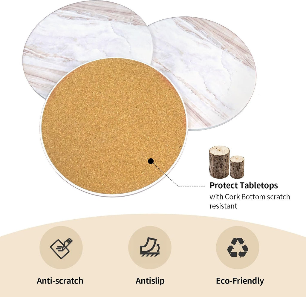 Inch Trivets for Hot Dishes, Pots and Pans, Marble Style Ceramic Trivet with Holder, Absorbent Heat Resistant Hot - Set of 3