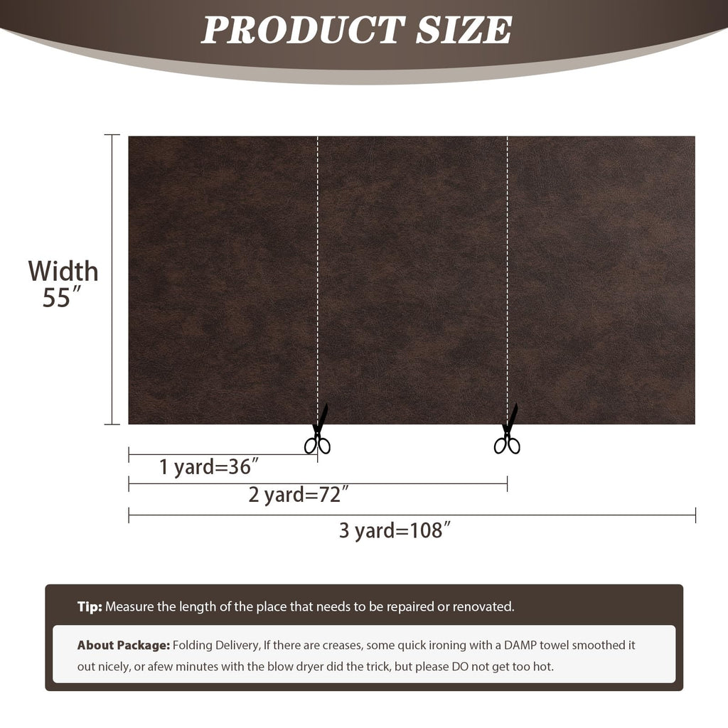 Faux Leather 1.3mm Upholstery Fabric by the Yard 55x36 Inch Yellow Coffee